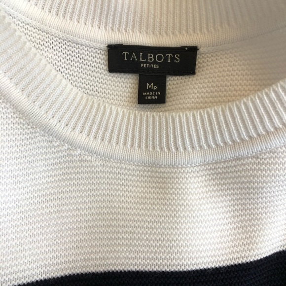 Talbots Sweater Lightweight Nautical Navy White Stripe Petite M EUC Long sleeve - Picture 9 of 10